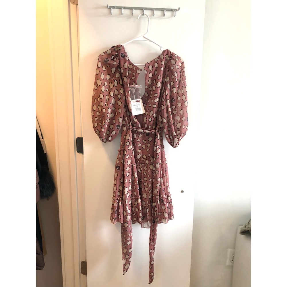 SELFIE LESLIE CHERISH BOW SHOULDER RUFFLE DETAIL DRESS ROSE - Picture 11 of 13